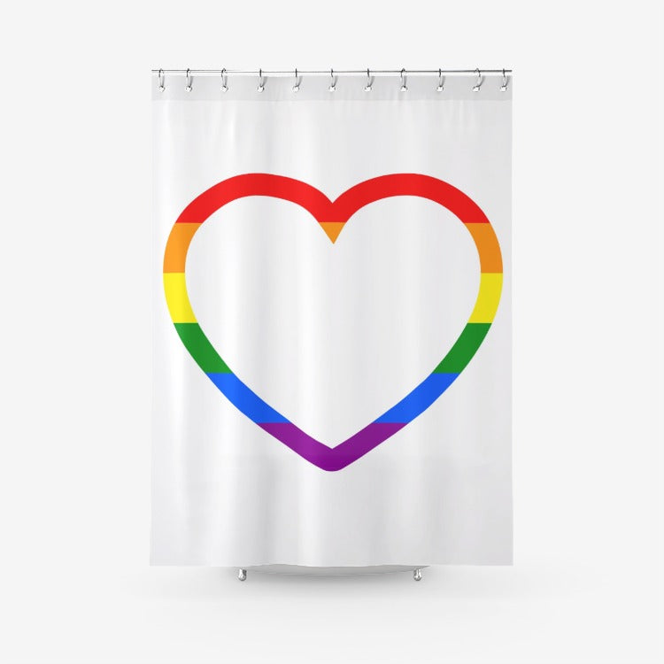 Pride Hear - Textured Fabric Shower Curtain Printed Bathroom Curtains