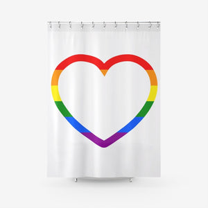 Pride Hear - Textured Fabric Shower Curtain Printed Bathroom Curtains