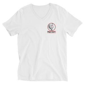 Unisex Short Sleeve V-Neck T-Shirt Small Logo White