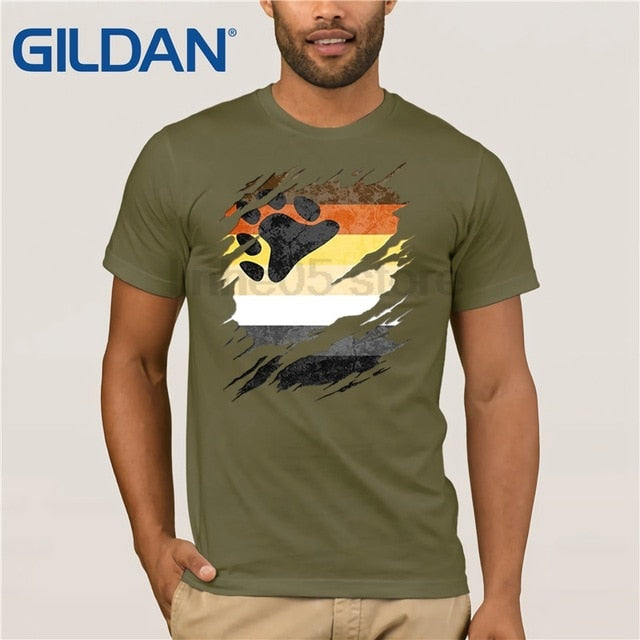 Gay Bear Pride Flag Ripped T-Shirt