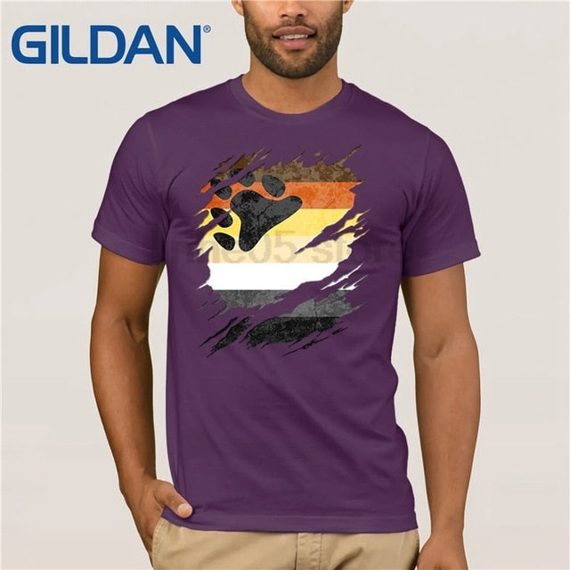 Gay Bear Pride Flag Ripped T-Shirt